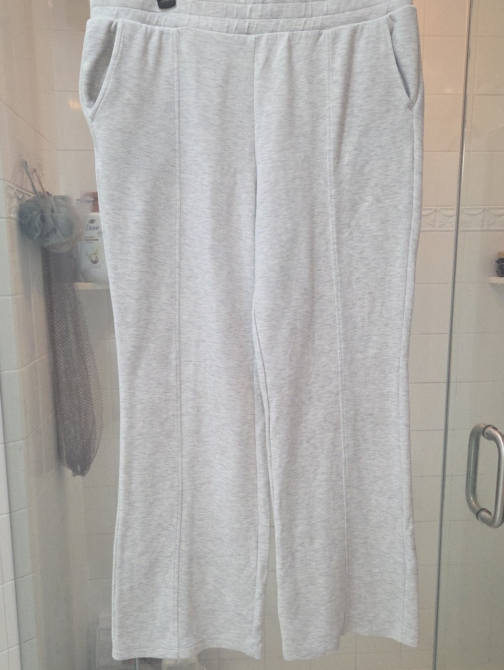 Danskin Light Gray Knit Wide-Leg Track Pants